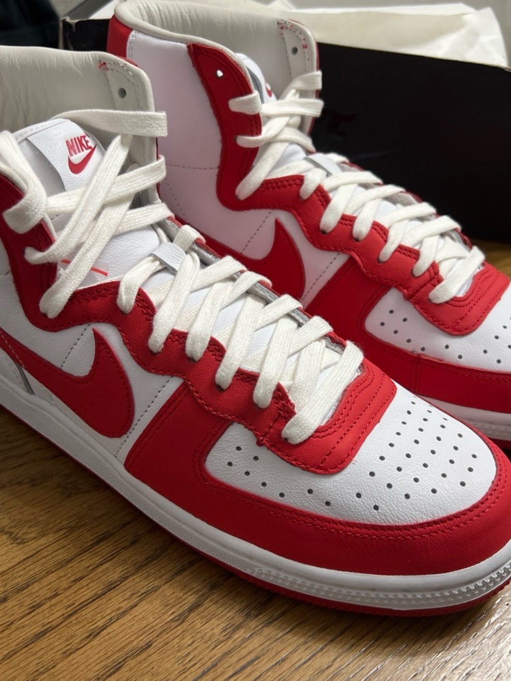 NIKE Terminator High-Top Sneakers in White/Red 9.5 US new with box